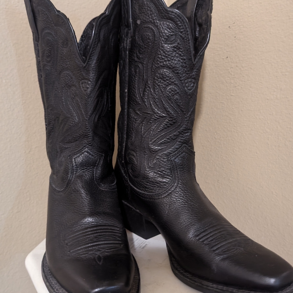 Black Leather Cowboy Boots